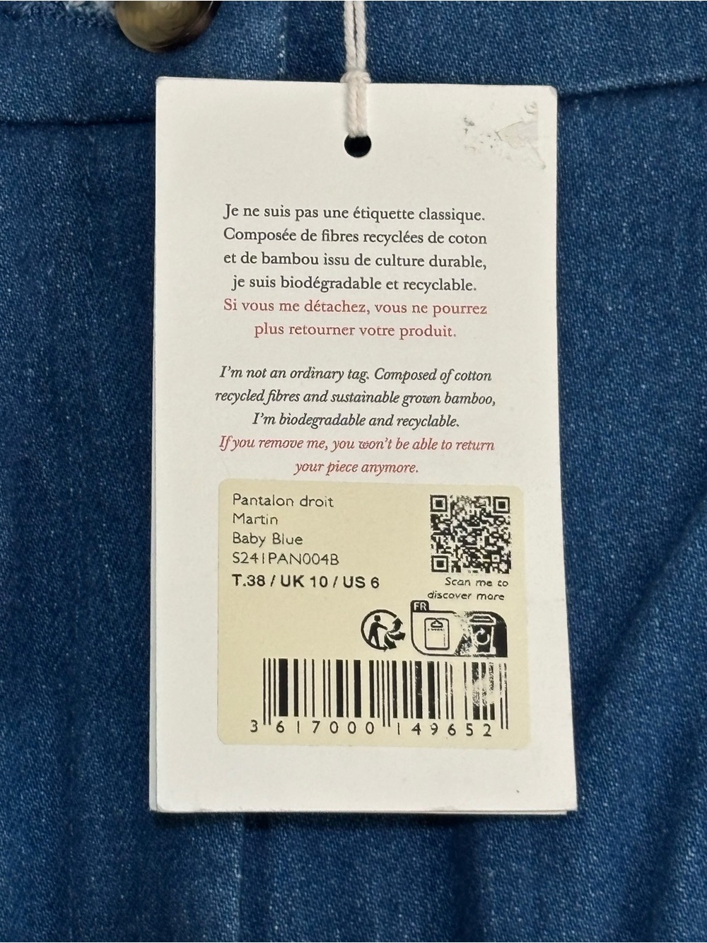Pants droit Martin baby blue Sezane - Picture 8 of 8